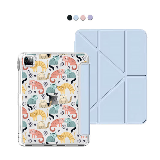 iPad / Android Tab Y-Fold Flip Cover - Rainbow Meow