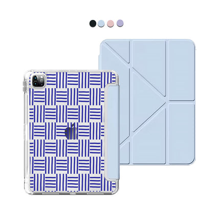 iPad / Android Tab Y-Fold Flip Cover - Naval checkered