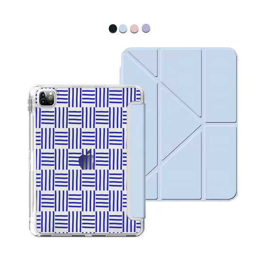 iPad / Android Tab Y-Fold Flip Cover - Naval checkered