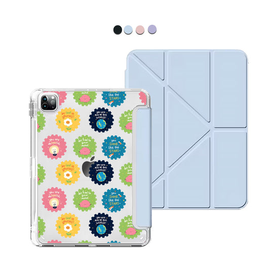 iPad / Android Tab Y-Fold Flip Cover - Quotes Stamps