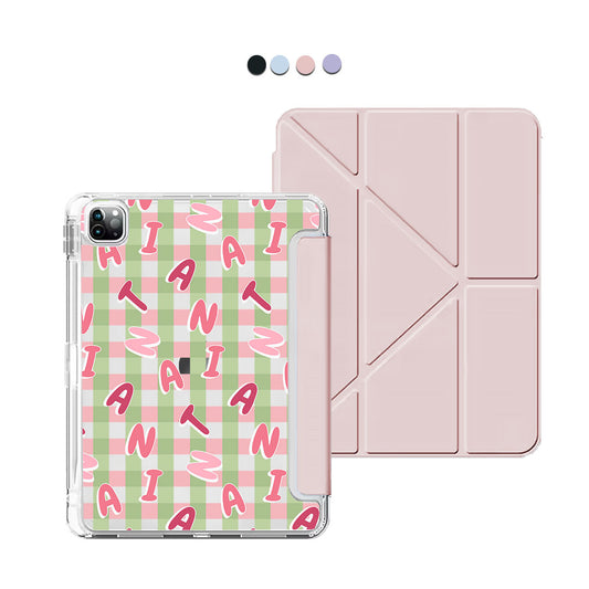 iPad / Android Tab Y-Fold Flip Cover - CUSTOM MONOGRAM 3.0 Checkered 4.0