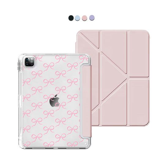 iPad / Android Tab Y-Fold Flip Cover - Coquette Pink Bow
