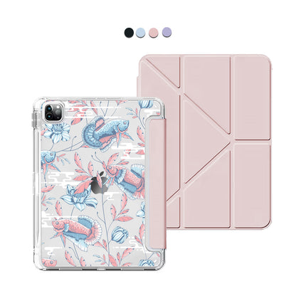 iPad / Android Tab Y-Fold Flip Cover - Fish and Floral 3.0