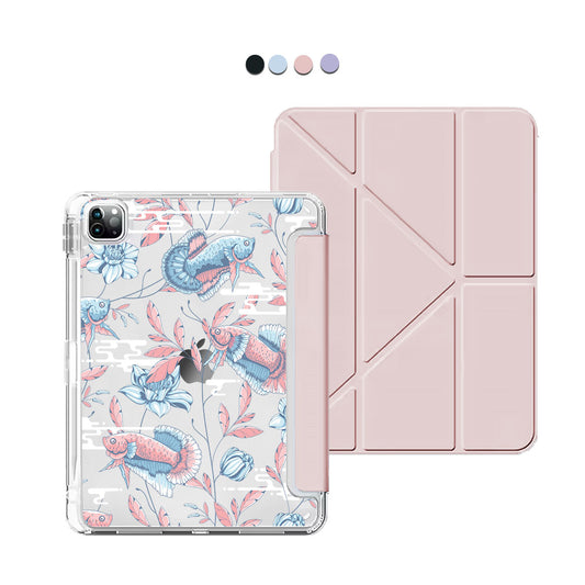 iPad / Android Tab Y-Fold Flip Cover - Fish and Floral 3.0
