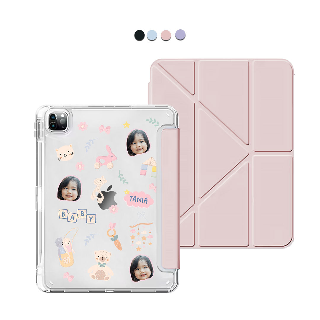 iPad / Android Tab Y-Fold Flip Cover - Face Grid Girl's Toys