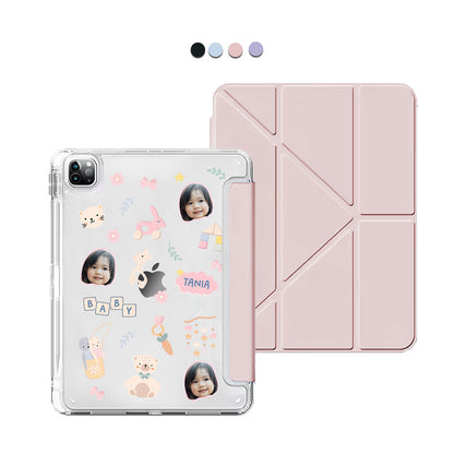 iPad / Android Tab Y-Fold Flip Cover - Face Grid Girl's Toys