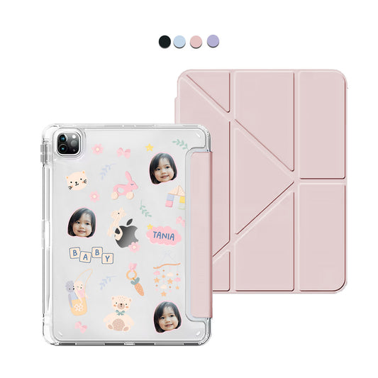 iPad / Android Tab Y-Fold Flip Cover - Face Grid Girl's Toys
