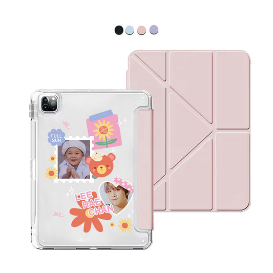 iPad / Android Tab Y-Fold Flip Cover - Face Grid Sunflower