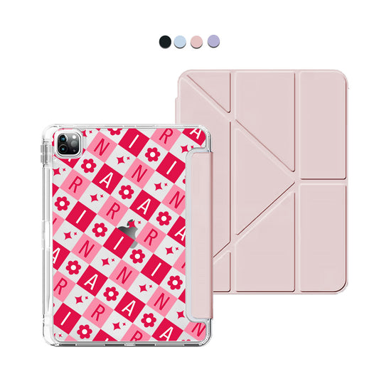 iPad / Android Tab Y-Fold Flip Cover - CUSTOM MONOGRAM 3.0 Flower Grid 1.0