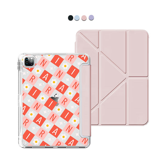 iPad / Android Tab Y-Fold Flip Cover - CUSTOM MONOGRAM 3.0 Flower Grid 2.0