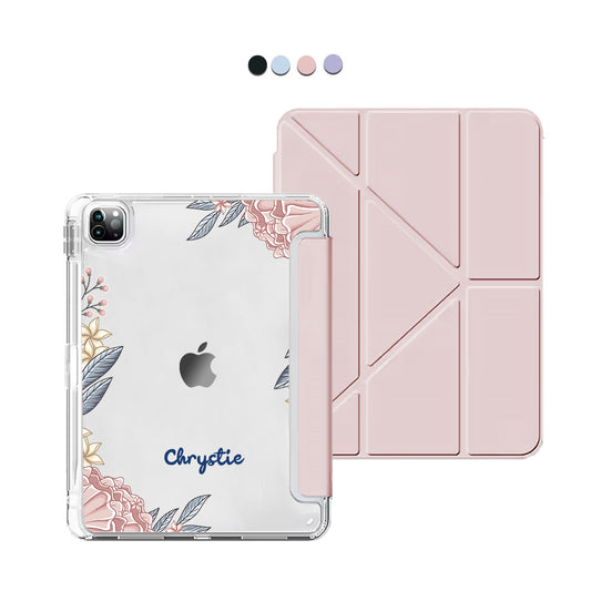 iPad / Android Tab Y-Fold Flip Cover - Pink Florals