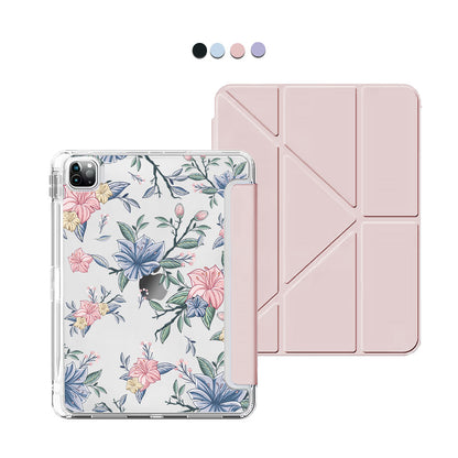 iPad / Android Tab Y-Fold Flip Cover - Pink & Blue Floral