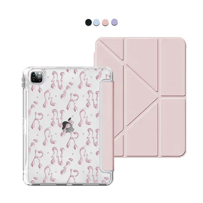 iPad / Android Tab Y-Fold Flip Cover - Pink chrome monogram 2.0