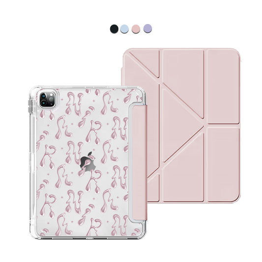 iPad / Android Tab Y-Fold Flip Cover - Pink chrome monogram 2.0
