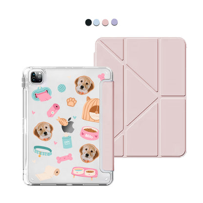 iPad / Android Tab Y-Fold Flip Cover - Pet Grid Puppy Life