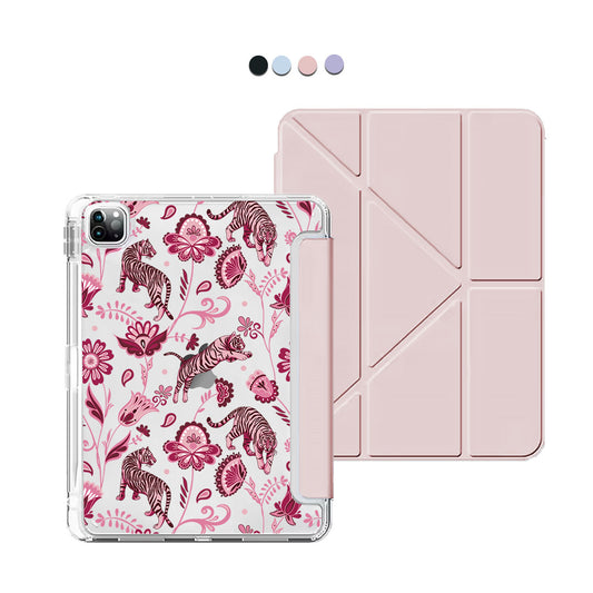 iPad / Android Tab Y-Fold Flip Cover - Tiger & Floral 2.0