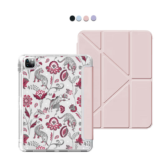 iPad / Android Tab Y-Fold Flip Cover - Tiger & Floral 6.0