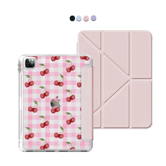 iPad / Android Tab Y-Fold Flip Cover - Cherry tartan
