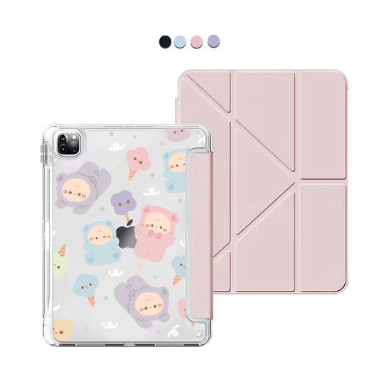 iPad / Android Tab Y-Fold Flip Cover - Cotton Teddy