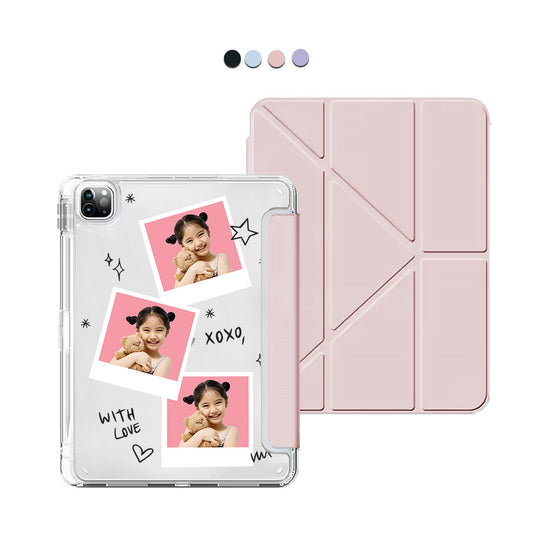 iPad / Android Tab Y-Fold Flip Cover - Face Grid White Polaroid