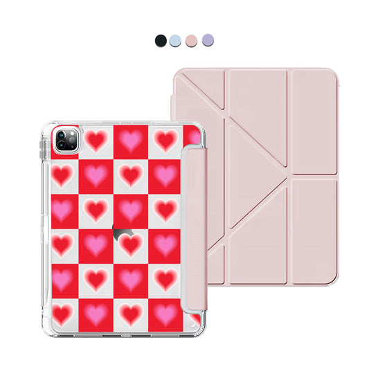 iPad / Android Tab Y-Fold Flip Cover - Love checkered