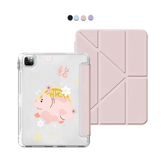 iPad / Android Tab Y-Fold Flip Cover - Pig (Chinese Zodiac / Shio)