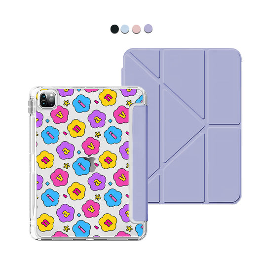 iPad / Android Tab Y-Fold Flip Cover - CUSTOM MONOGRAM 3.0 Flower Petals 4.0