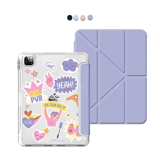 iPad / Android Tab Y-Fold Flip Cover - Girl Power Sticker Pack