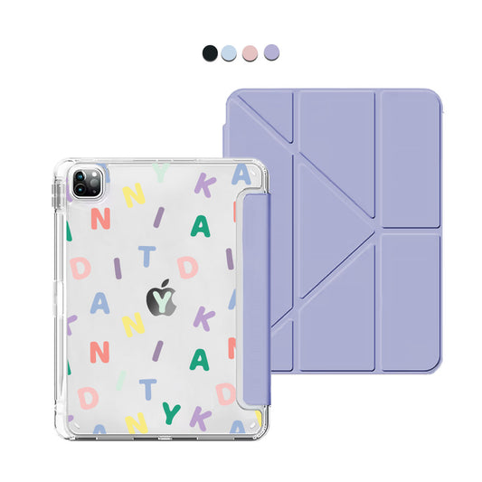 iPad Y-Fold Flip Cover - CUSTOM MONOGRAM 2.0 Rainbow