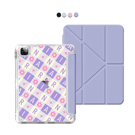 iPad / Android Tab Y-Fold Flip Cover - CUSTOM MONOGRAM 3.0 Flower Grid 3.0