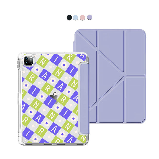 iPad / Android Tab Y-Fold Flip Cover - CUSTOM MONOGRAM 3.0 Flower Grid 5.0