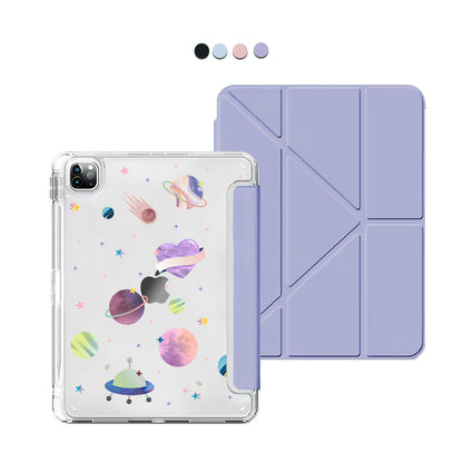 iPad / Android Tab Y-Fold Flip Cover - Pink Planet