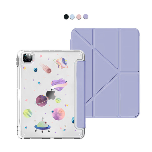 iPad / Android Tab Y-Fold Flip Cover - Pink Planet