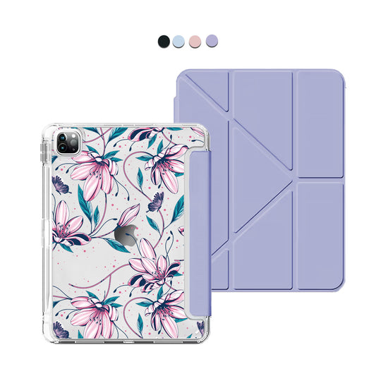 iPad / Android Tab Y-Fold Flip Cover - Pink Tulip