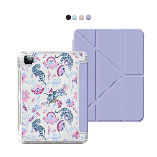 iPad / Android Tab Y-Fold Flip Cover - Tiger & Floral 3.0