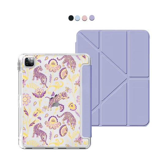 iPad / Android Tab Y-Fold Flip Cover - Tiger & Floral 4.0