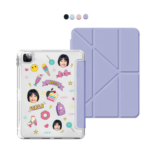 iPad / Android Tab Y-Fold Flip Cover - Face Grid Comic