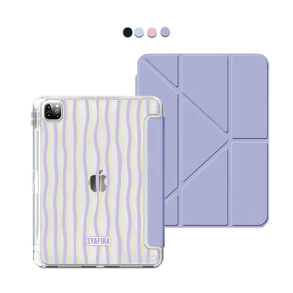 iPad / Android Tab Y-Fold Flip Cover - Purple lines