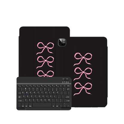 iPad / Android Tab Wireless Keyboard Flipcover - Coquette Triple Bow