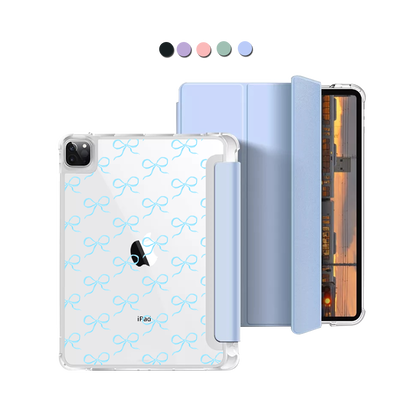 iPad Macaron Flip Cover - Coquette Blue Bow