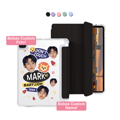 iPad Macaron Flip Cover - Face Grid Baby Lion