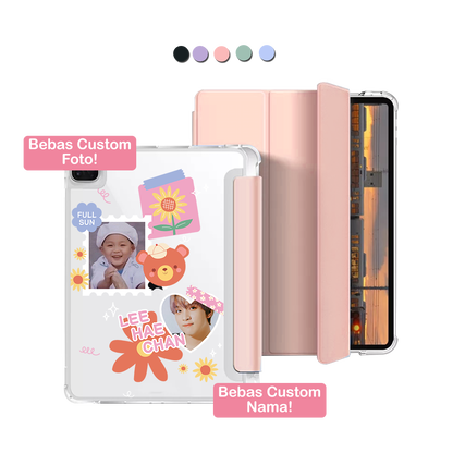iPad Macaron Flip Cover - Face Grid Sunflower