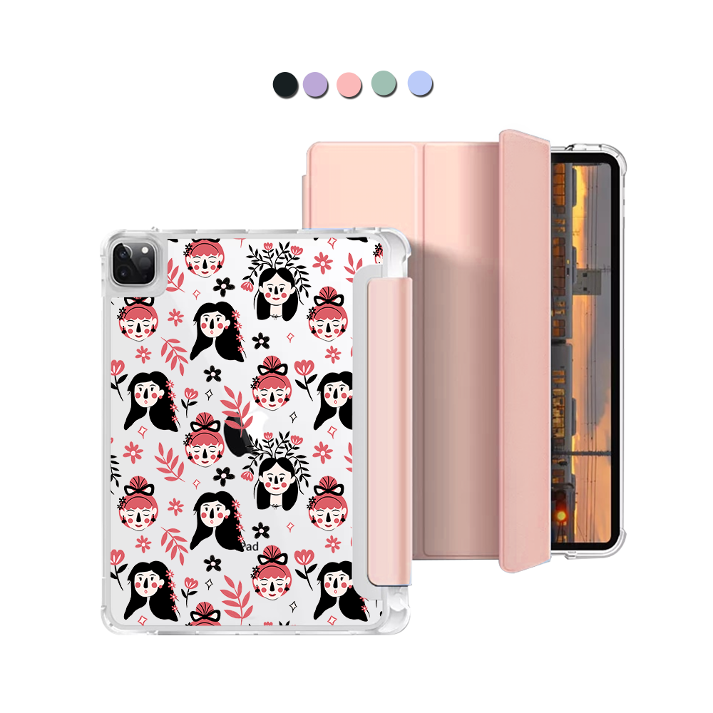 iPad Macaron Flip Cover - Flowery Faces