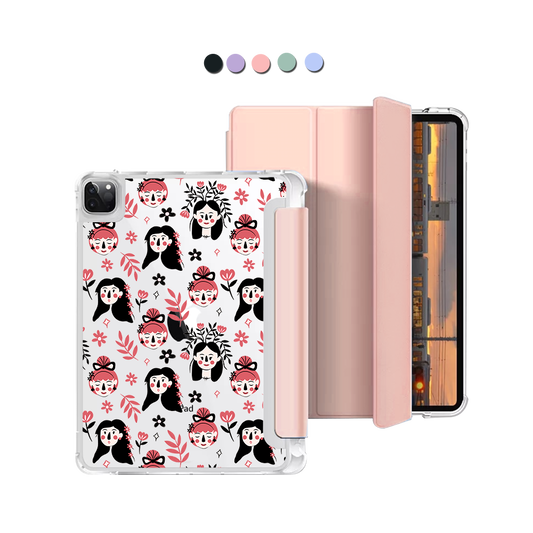 iPad Macaron Flip Cover - Flowery Faces