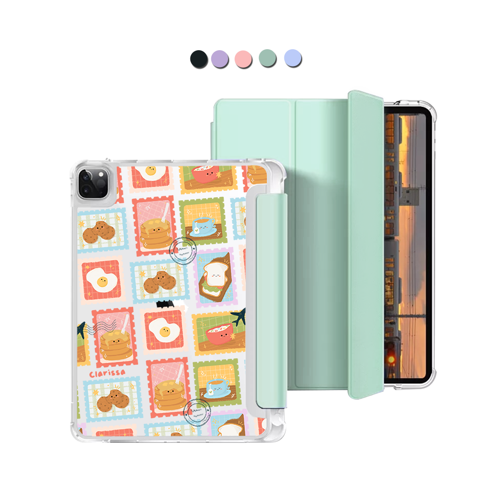 iPad Macaron Flip Cover - Breakfast Stamps