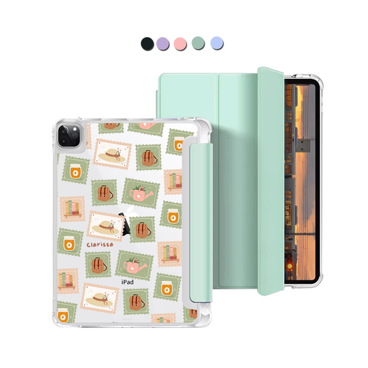 iPad Macaron Flip Cover - Cottagecore Stamps