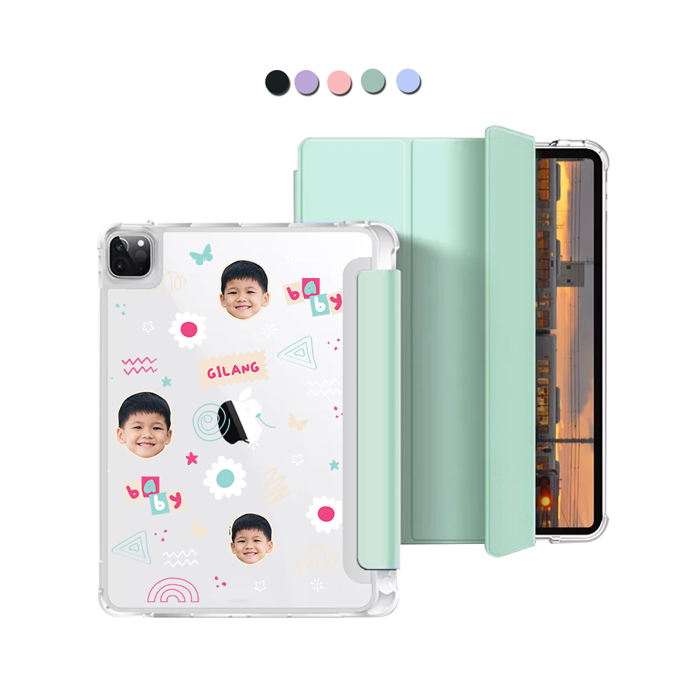 iPad Macaron Flip Cover - Face Grid Abstract