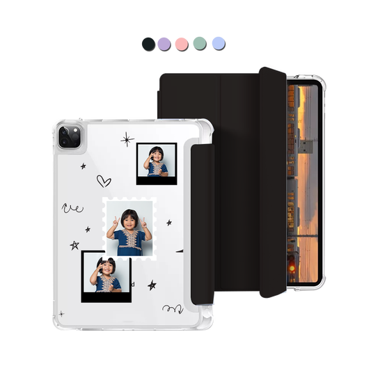 iPad Macaron Flip Cover - Face Grid Black Polaroid