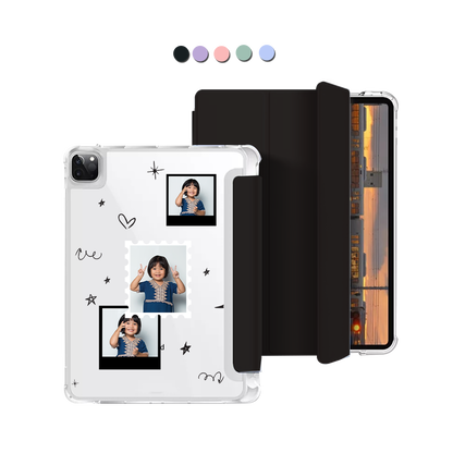 iPad Macaron Flip Cover - Face Grid Black Polaroid