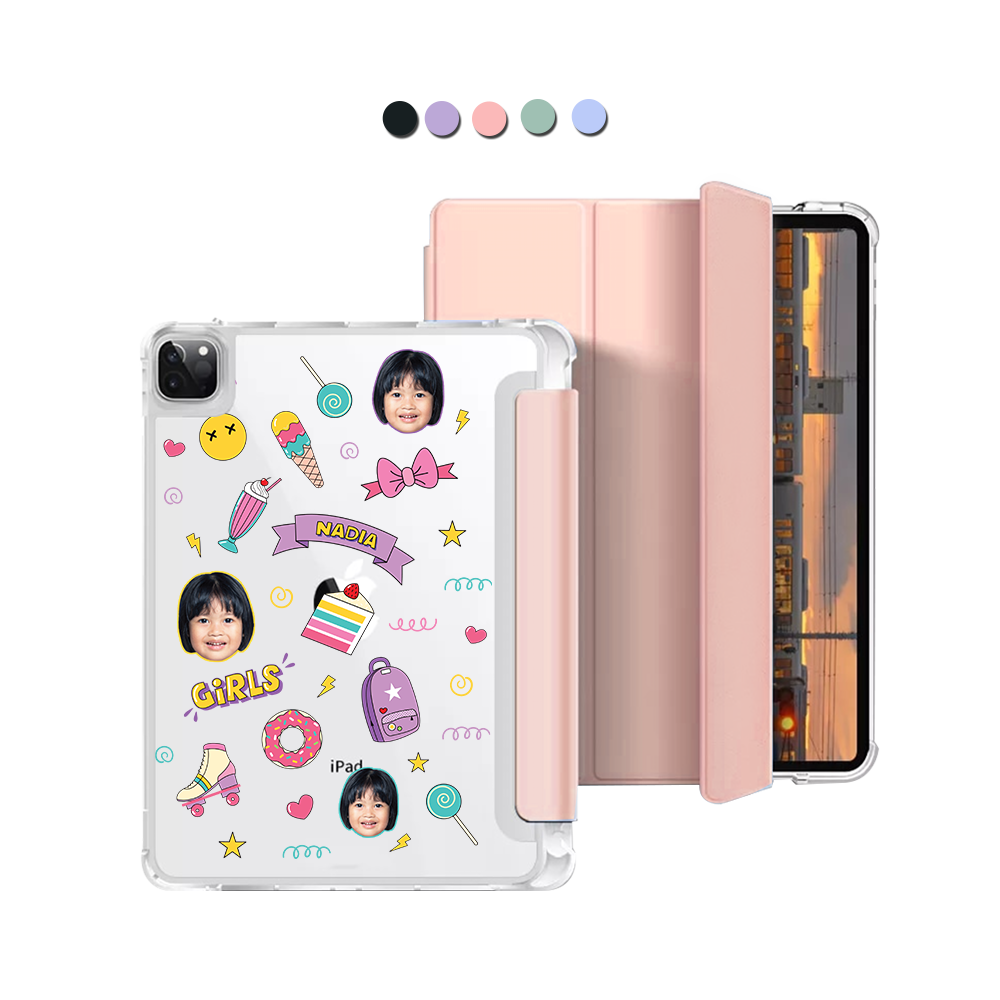 iPad Macaron Flip Cover - Face Grid Comic